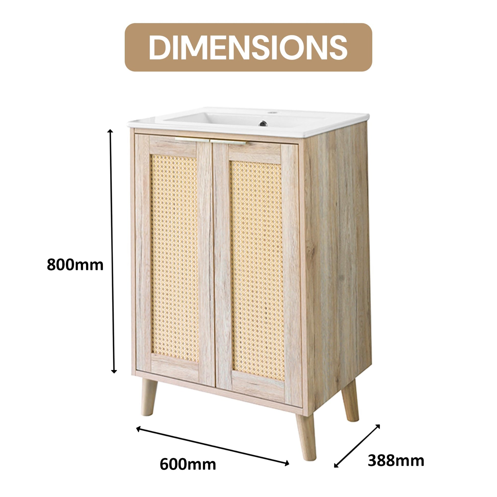 BELOFAY Franklin 600mm Floor Standing Bathroom Vanity Unit With Basin
