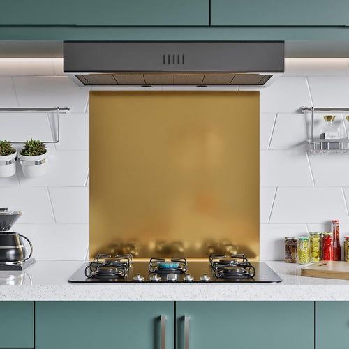 BELOFAY 1mm Thick Stainless Steel Splashback for Kitchen With Golden Brushed Finish  (Adhesive/Glue included)
