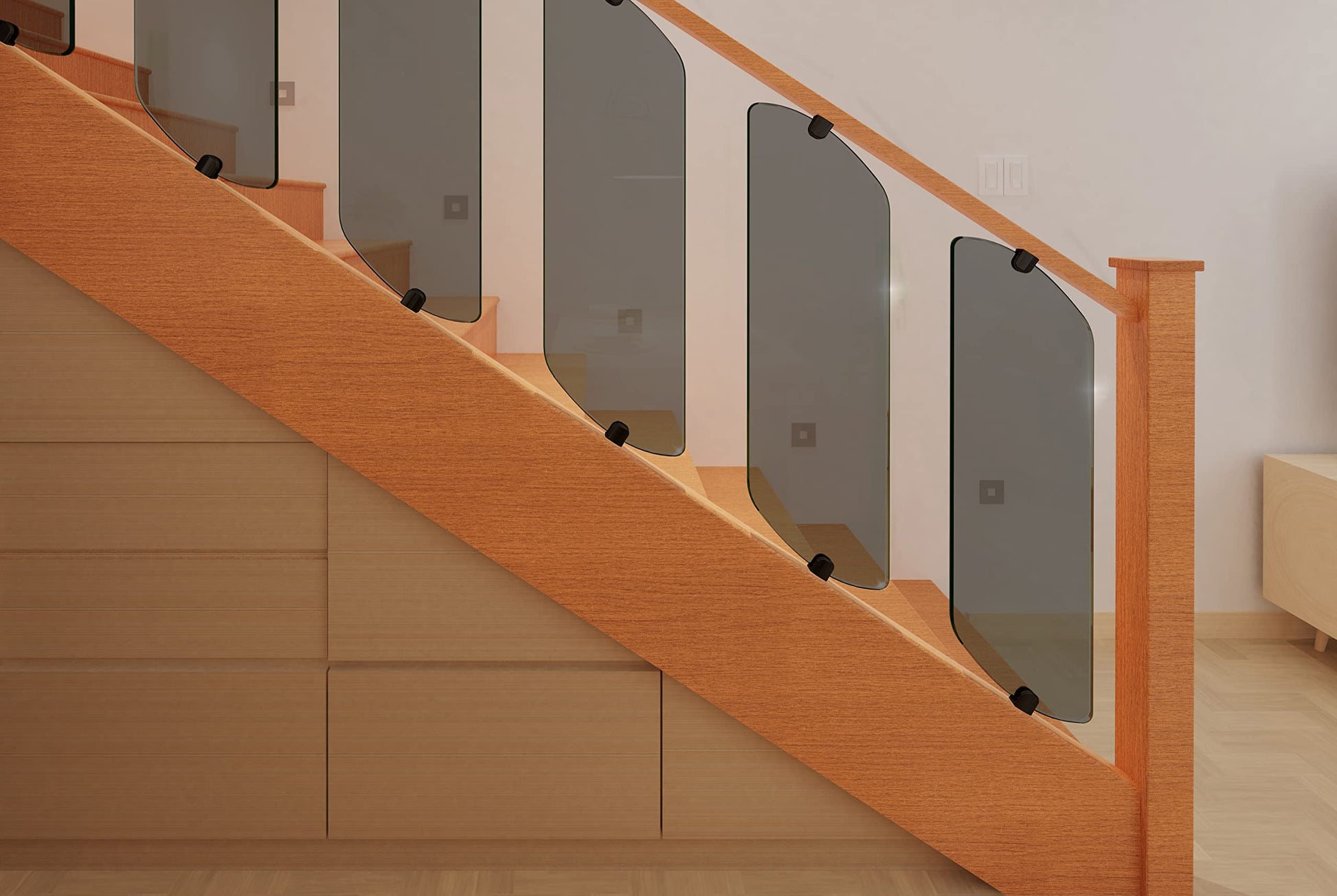 BELOFAY Toughened Grey Tinted Glass Decking Panel – Stair/Balcony Railing Infill, Easy Fit (Chrome Clamps Sold Separately)