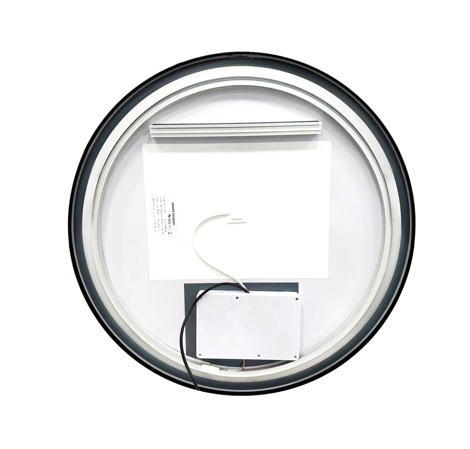 BELOFAY Stella 500mm Black Framed Round LED Bathroom Mirror – Illuminated Dimmable Anti-Fog Shatter-Proof Wall Mirror with Demister Pad