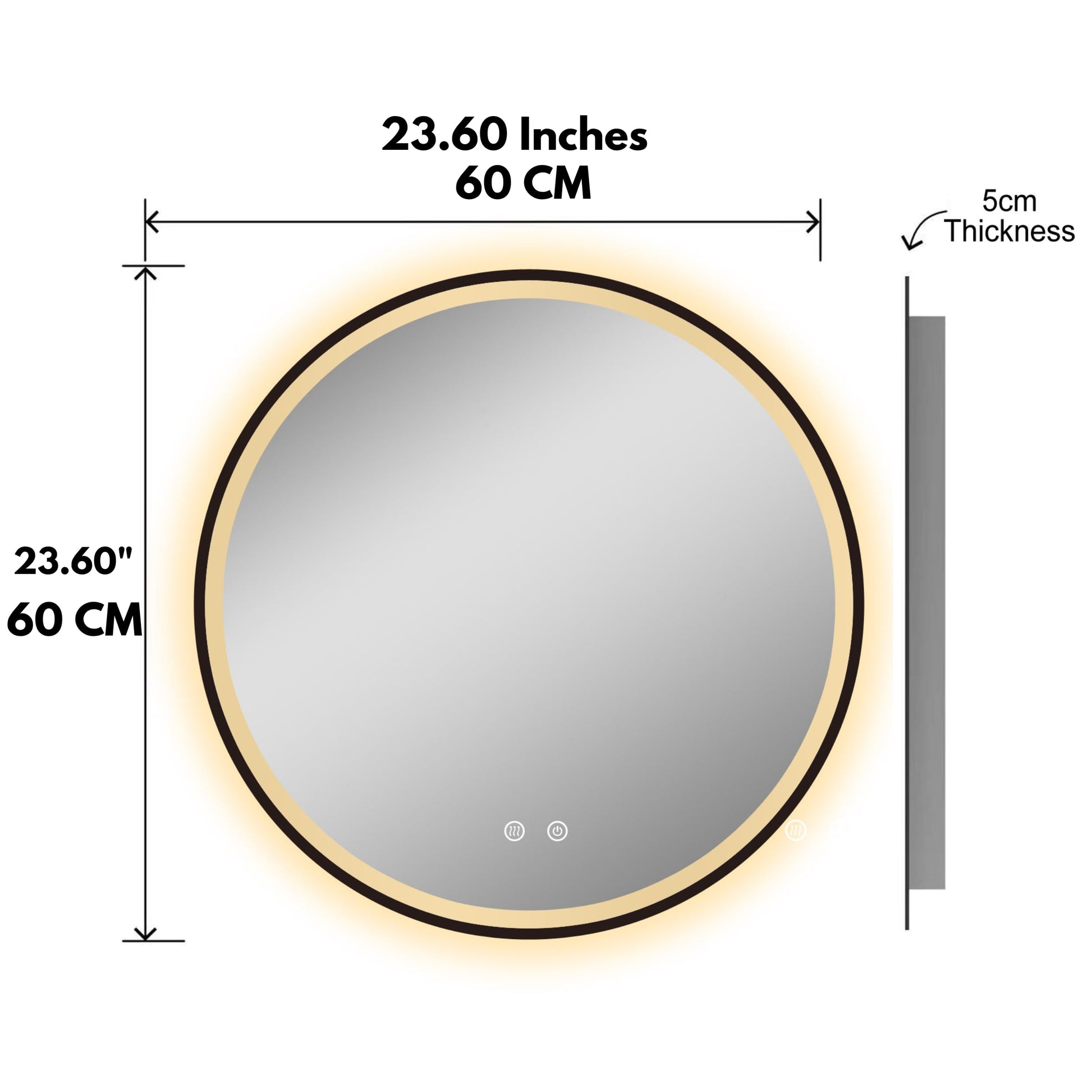 BELOFAY Stella 500mm Black Framed Round LED Bathroom Mirror – Illuminated Dimmable Anti-Fog Shatter-Proof Wall Mirror with Demister Pad