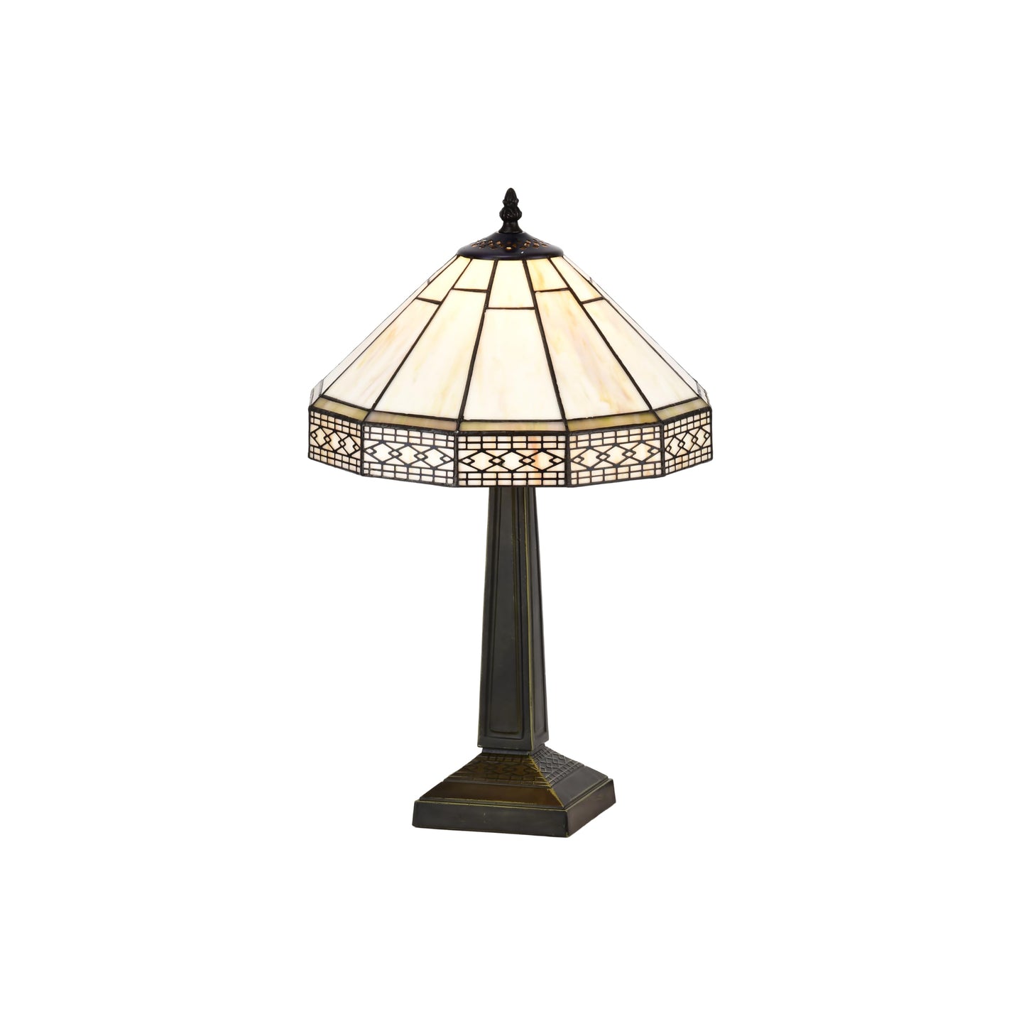 BELOFAY Tiffany Stained Glass Handmade Vintage Bedside Table Lamp – 12" Wide x 18" High