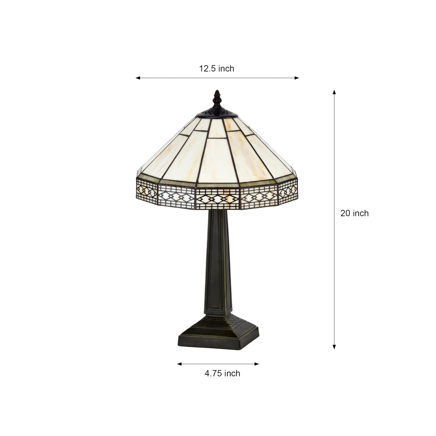 BELOFAY Tiffany Stained Glass Handmade Vintage Bedside Table Lamp – 12" Wide x 18" High