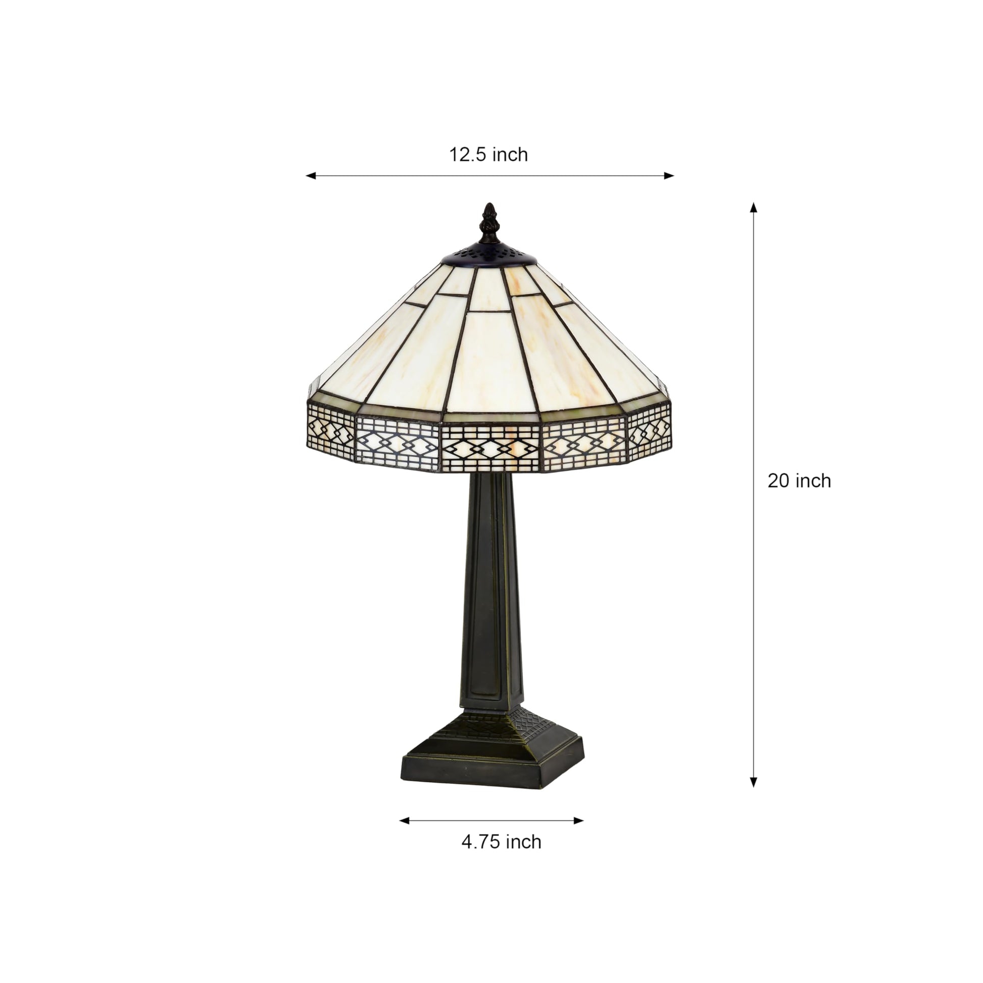 BELOFAY Tiffany Stained Glass Handmade Vintage Bedside Table Lamp – 12" Wide x 18" High