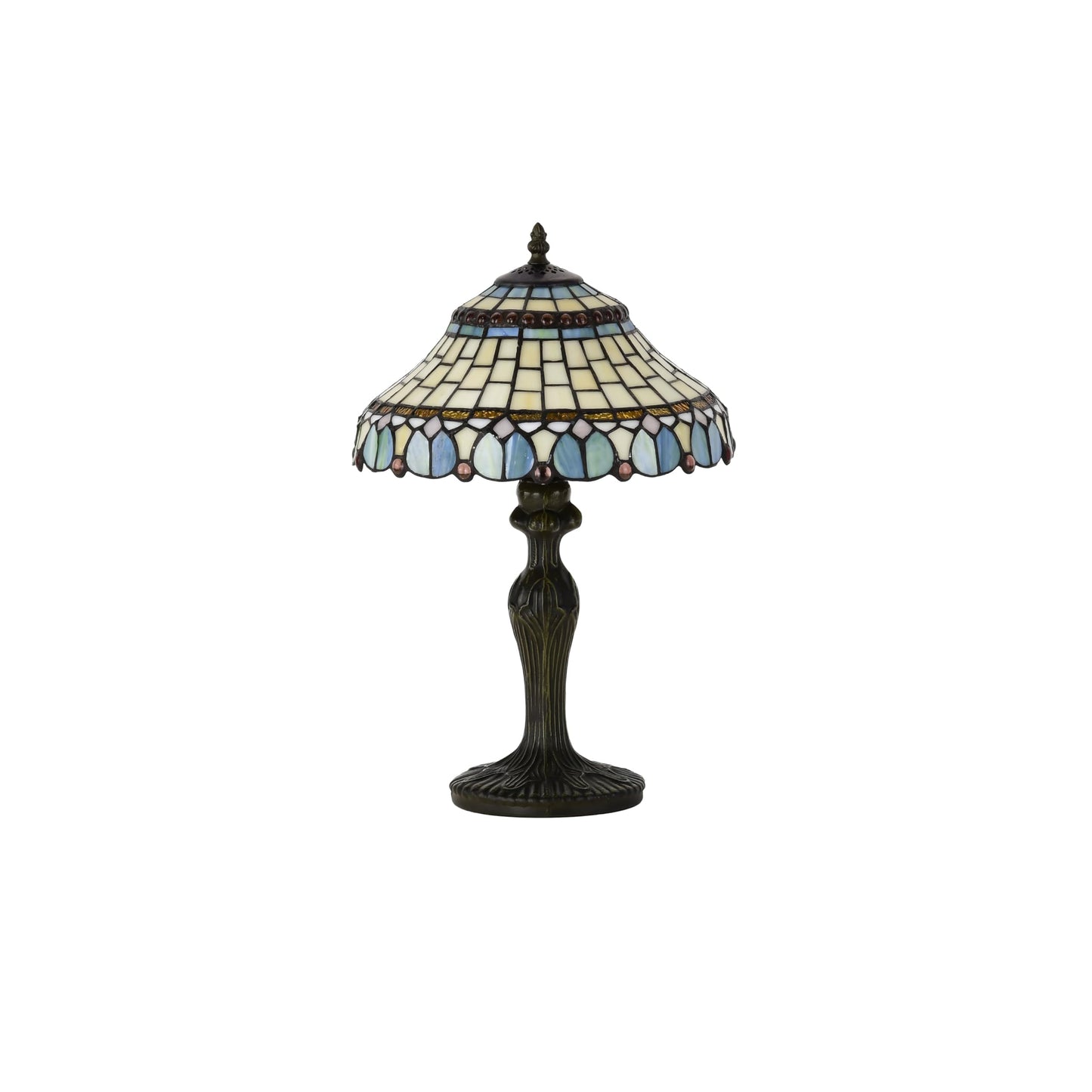 BELOFAY Tiffany Stained Glass Handmade Vintage Bedside Table Lamp – 12" Wide x 18" High