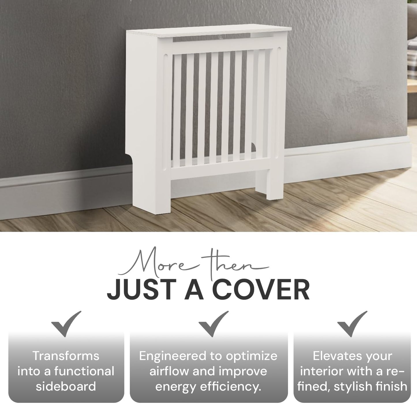 BELOFAY White Radiator Cover with Stylish Compact Shelf, Durable & Space-Saving, Easy Assembly for Modern Homes