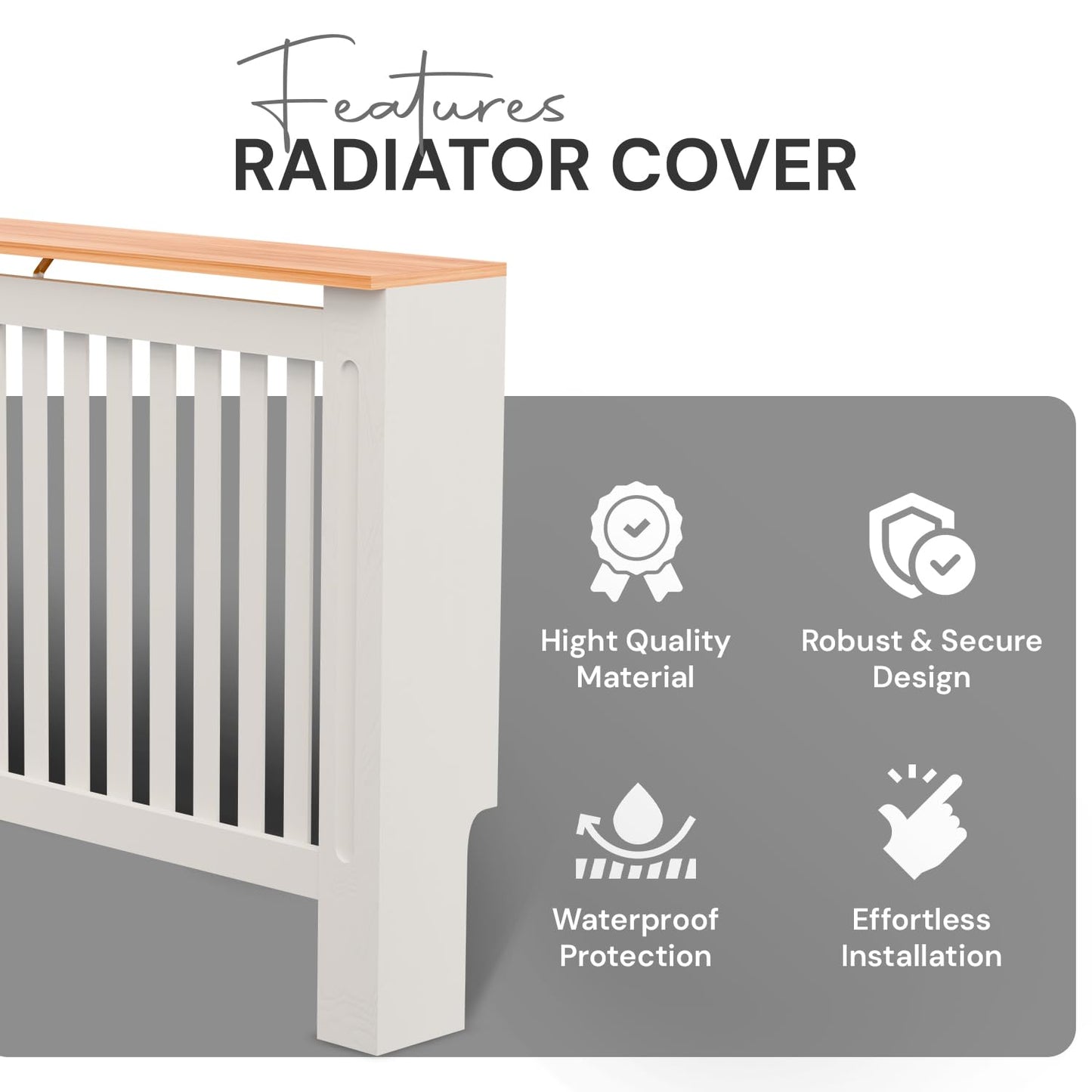 BELOFAY White Radiator Cover with Stylish Compact Shelf, Durable & Space-Saving, Easy Assembly for Modern Homes