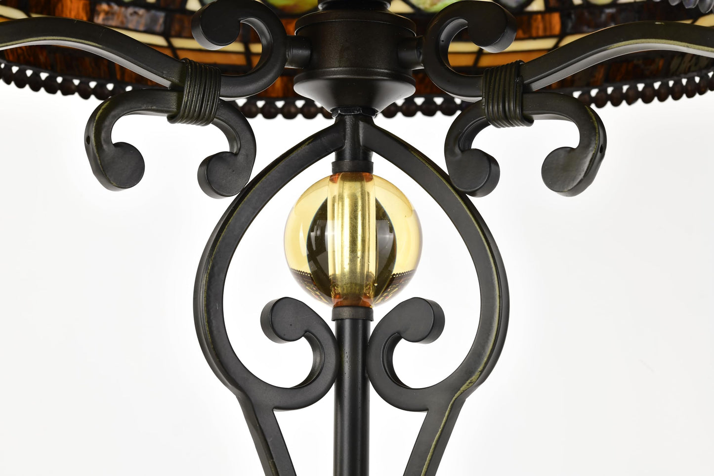 Belofay Tiffany Stained Glass Bedside Table Lamp – Vintage Handmade, 16" Wide x 30" High