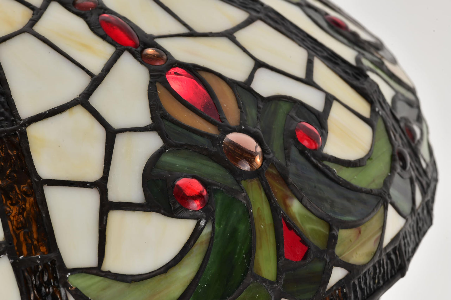 Belofay Tiffany Stained Glass Bedside Table Lamp – Vintage Handmade, 16" Wide x 30" High