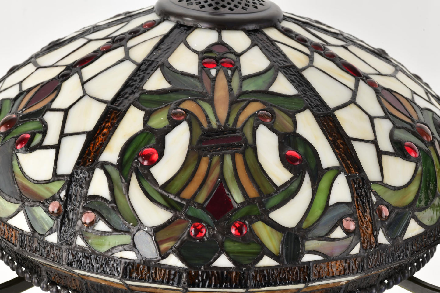 Belofay Tiffany Stained Glass Bedside Table Lamp – Vintage Handmade, 16" Wide x 30" High