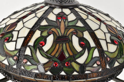 Belofay Tiffany Stained Glass Bedside Table Lamp – Vintage Handmade, 16" Wide x 30" High