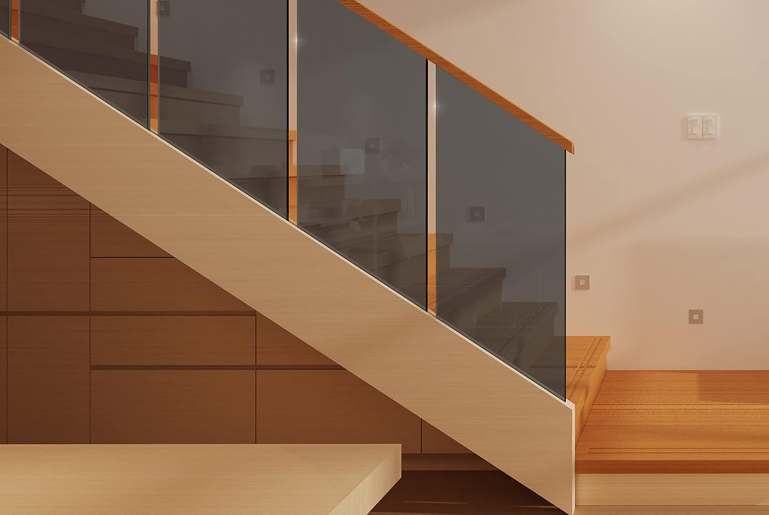 BELOFAY Toughened Grey Tinted Glass Baluster Panel – Stair/Landing/Balcony Railing Infill, Easy Fit (Landing Panels)