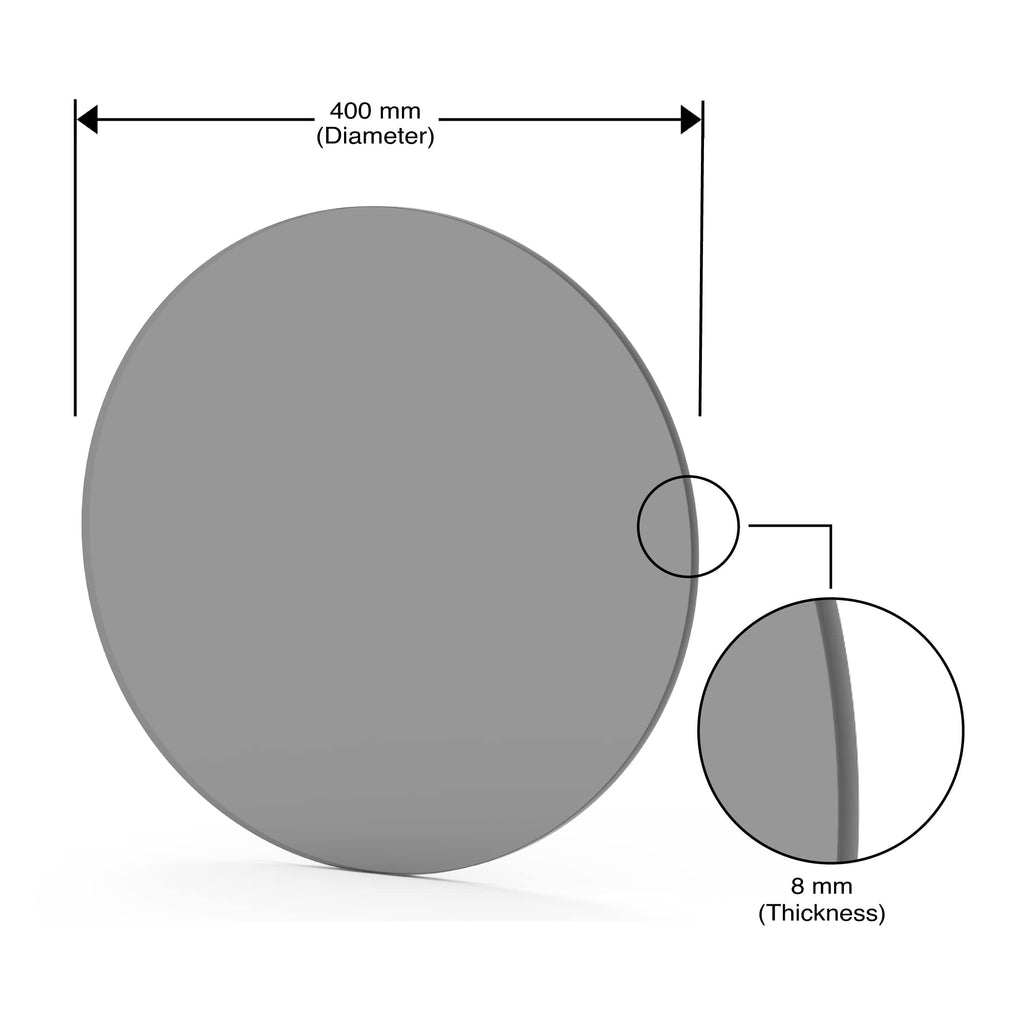 BELOFAY Tempered Grey Round Glass Table Top – Flat Polished Edge, Sturdy Protector Cover