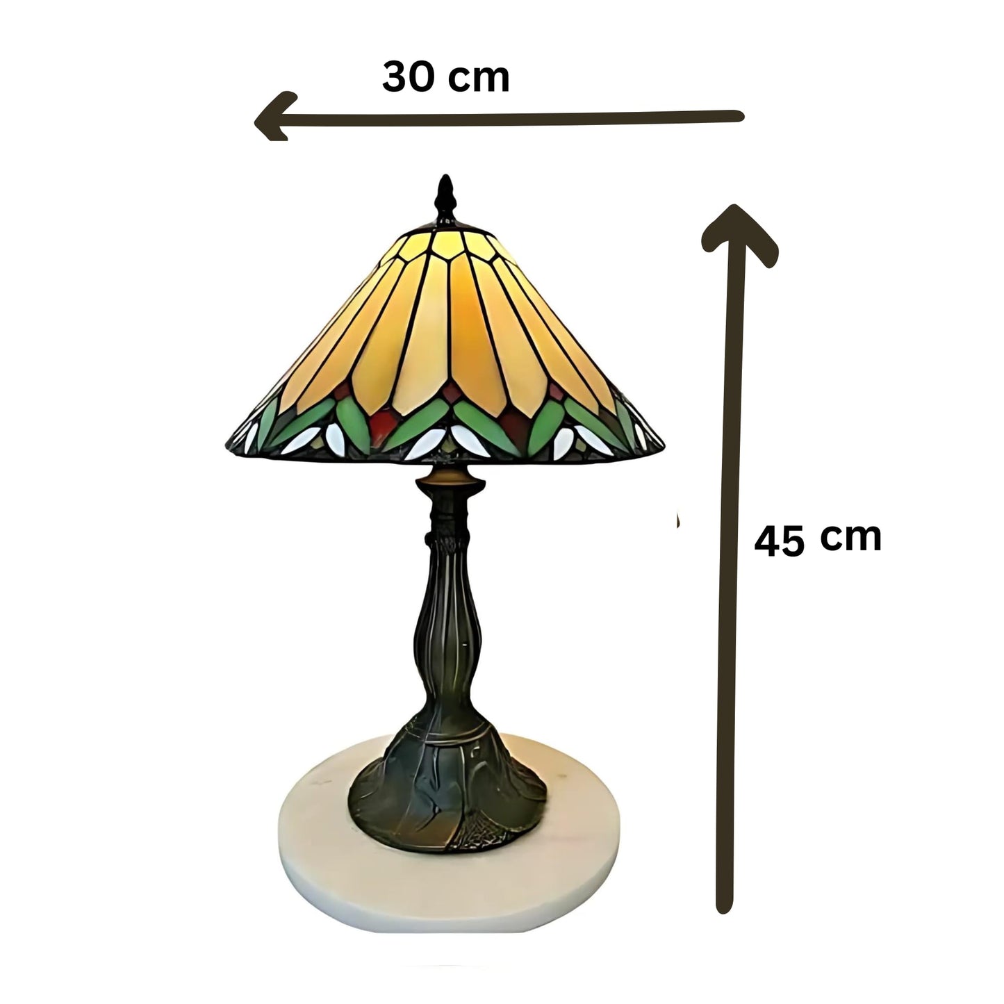 BELOFAY Tiffany Stained Glass Handmade Vintage Bedside Table Lamp – 12" Wide x 18" High