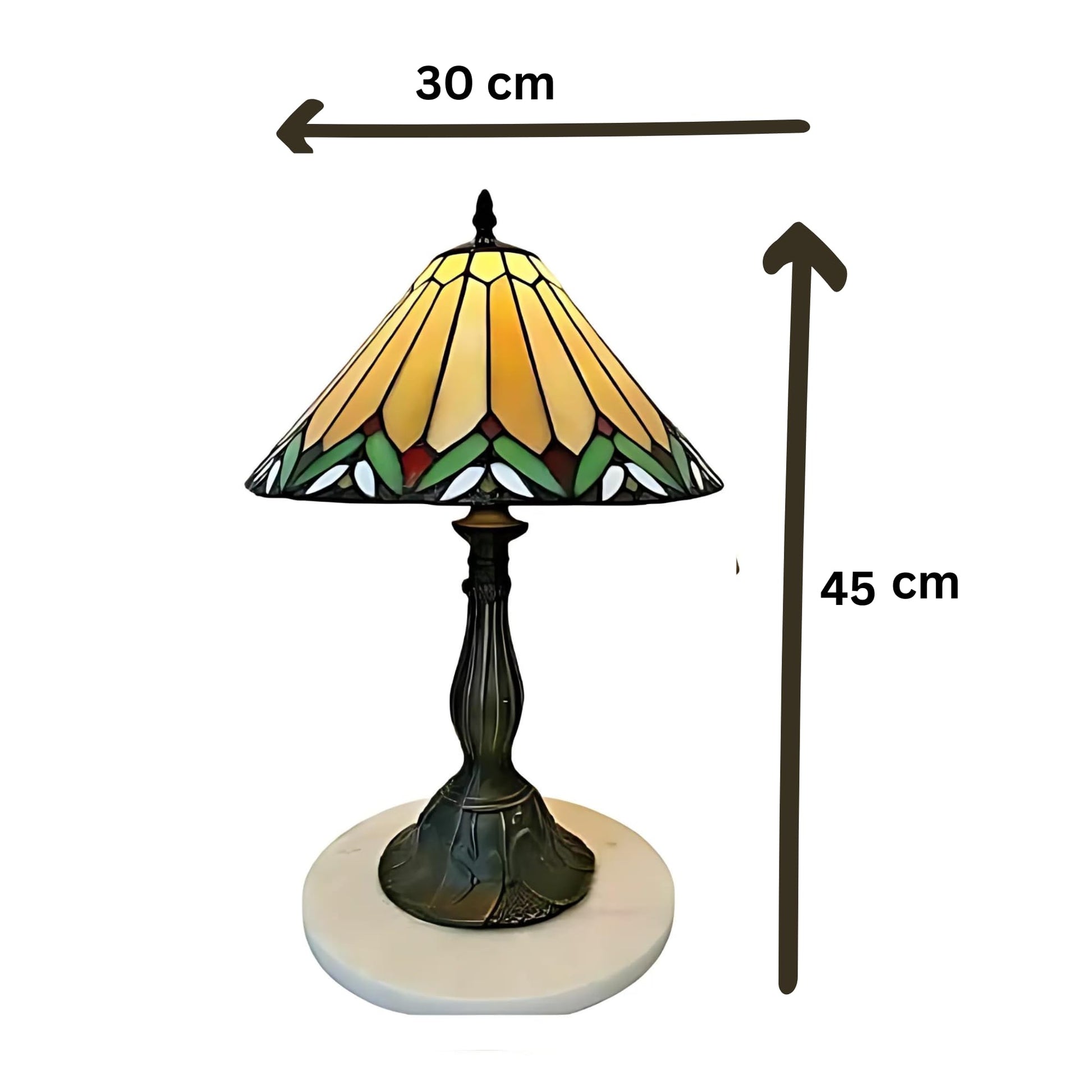 BELOFAY Tiffany Stained Glass Handmade Vintage Bedside Table Lamp – 12" Wide x 18" High
