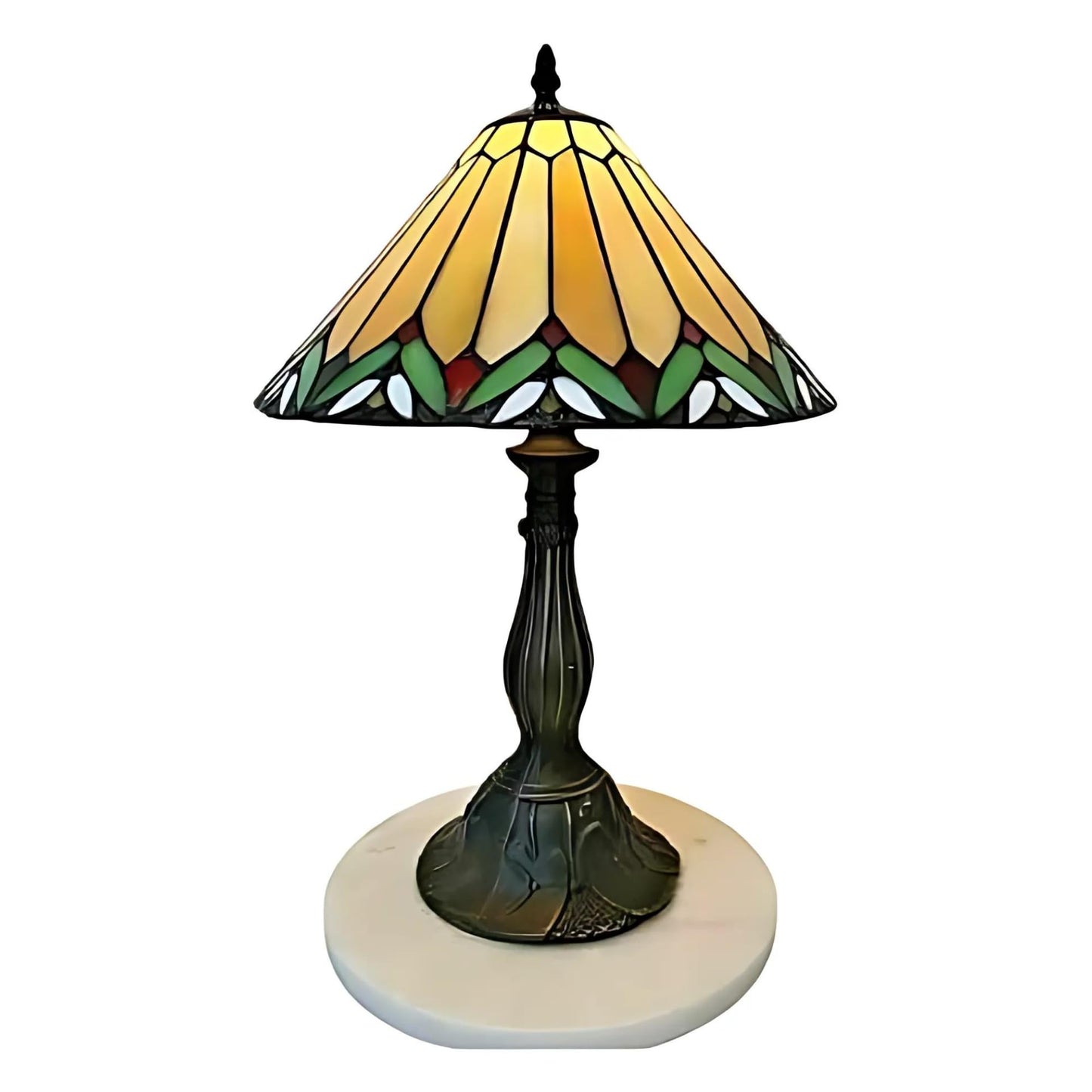 BELOFAY Tiffany Stained Glass Handmade Vintage Bedside Table Lamp – 12" Wide x 18" High