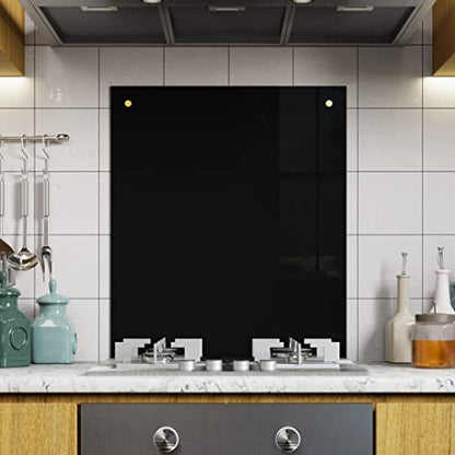 BELOFAY Black Tempered Glass Splashback for Kitchen with 6mm Toughened Glass with Holes (SCREWS INCLUDED)