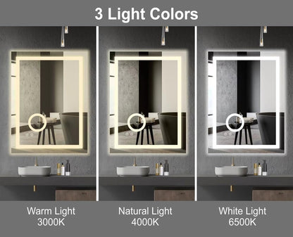 BELOFAY Maxon Rectangle Bathroom LED Mirror with Magnifier and Dimmable Lights, Anti-fog, Shatter-Proof Tempered Glass