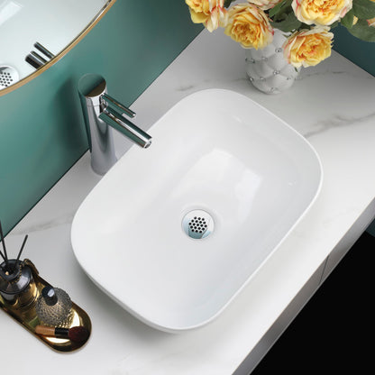 BELOFAY Nuvra Oval Modern White Bathroom Counter Top Sink