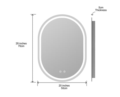 BELOFAY Ava Oval Bathroom LED Mirror with Dimmable Lights, Anti-fog, Shatter-Proof Tempered Glass