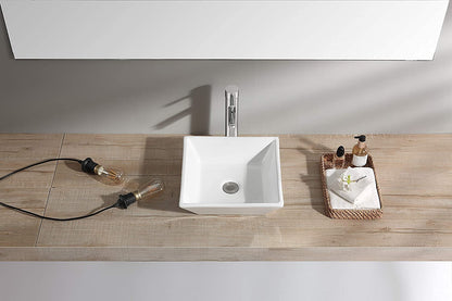BELOFAY Truvay Square Modern White Bathroom Counter Top Sink