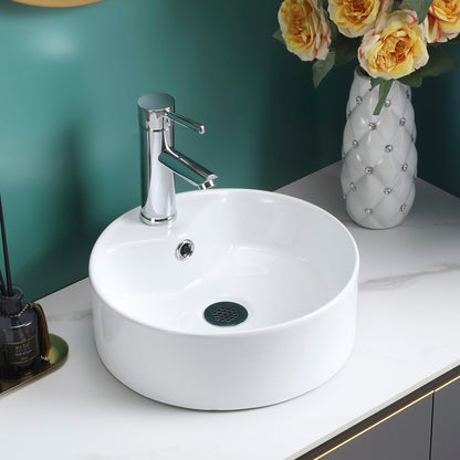 BELOFAY Zyma Round Modern White Bathroom Counter Top Sink