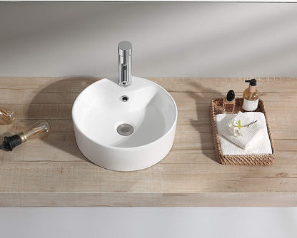 BELOFAY Zyma Round Modern White Bathroom Counter Top Sink