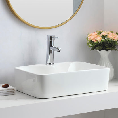 BELOFAY Solenne Rectangle Modern White Bathroom Counter Top Sink