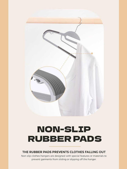 Belofay Non-Slip Heavy Duty White Plastic Coat Hangers, Adult Size, Easy Slide Design, Flexible, Durable, Non-Slip Rubber Pads