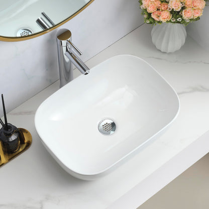 BELOFAY Nuvra Oval Modern White Bathroom Counter Top Sink
