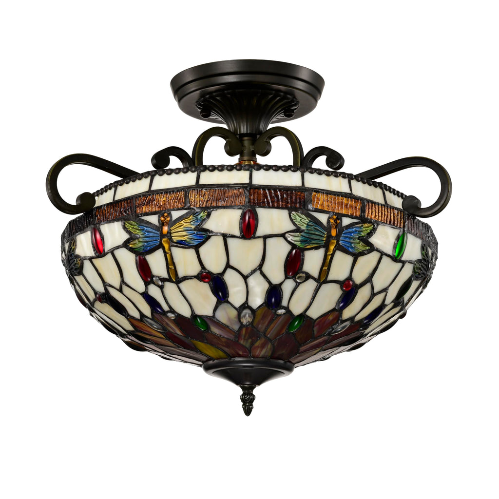 BELOFAY Dragon Tiffany Ceiling Light Stained Glass Art Deco Handmade Uplighter Shade Ceiling Lights for Living Room, Bedroom, Dining Room and Kitchen