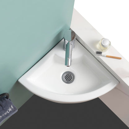 BELOFAY Corner Modern White Bathroom Wall-Mounted Sink