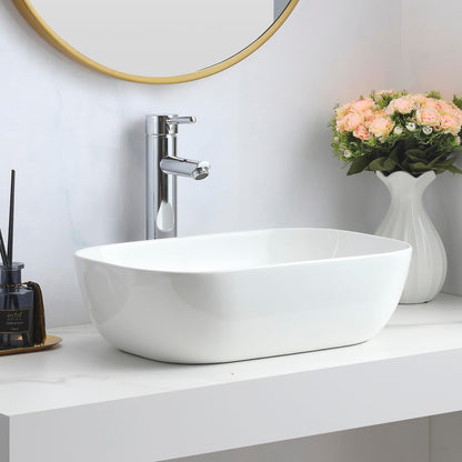BELOFAY Nuvra Oval Modern White Bathroom Counter Top Sink