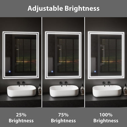BELOFAY Delta Rectangle Bathroom LED Mirror with Dimmable Lights, Anti-fog, Shatter-Proof Tempered Glass