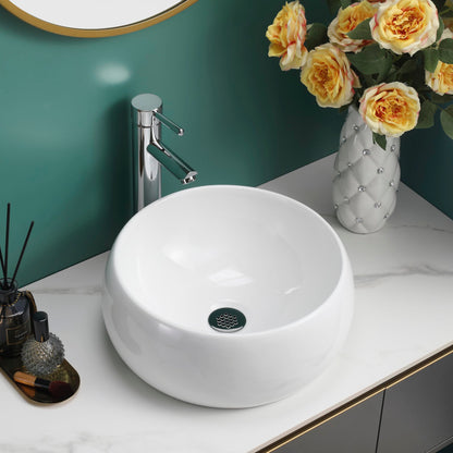 BELOFAY Virelli Round Modern White Bathroom Counter Top Sink