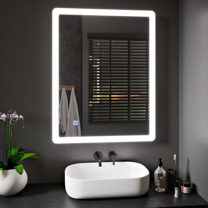 BELOFAY Atlanta Rectangle Bathroom LED Mirror with Dimmable Lights, Anti-fog, Shatter-Proof Tempered Glass