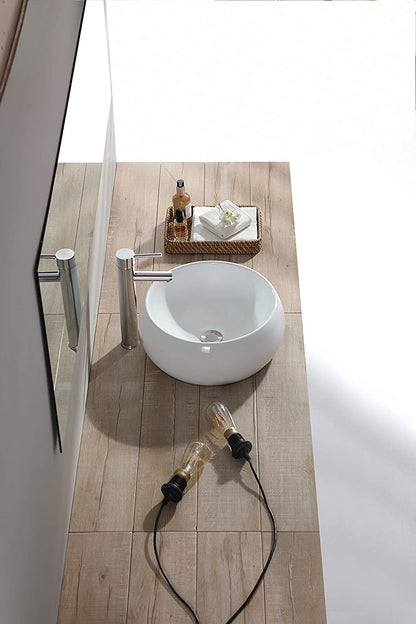 BELOFAY Virelli Round Modern White Bathroom Counter Top Sink