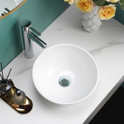 BELOFAY Eloura Round Modern White Bathroom Counter Top Sink