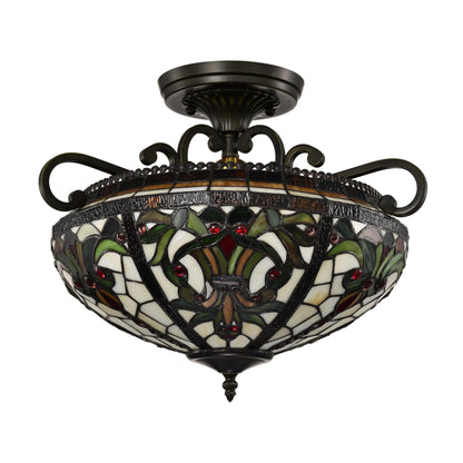 BELOFAY Art Deco Tiffany Ceiling Light Stained Glass Art Deco Handmade Uplighter Shade Ceiling Lights for Living Room, Bedroom, Dining Room and Kitchen