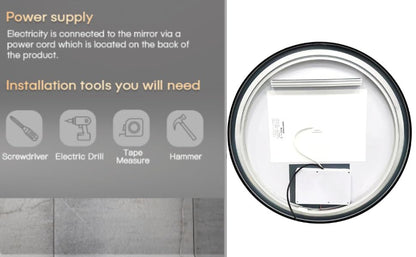 BELOFAY Lucy Round Bathroom LED Mirror with Dimmable Lights, Anti-fog, Shatter-Proof Tempered Glass