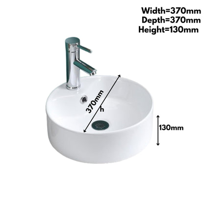BELOFAY Zyma Round Modern White Bathroom Counter Top Sink