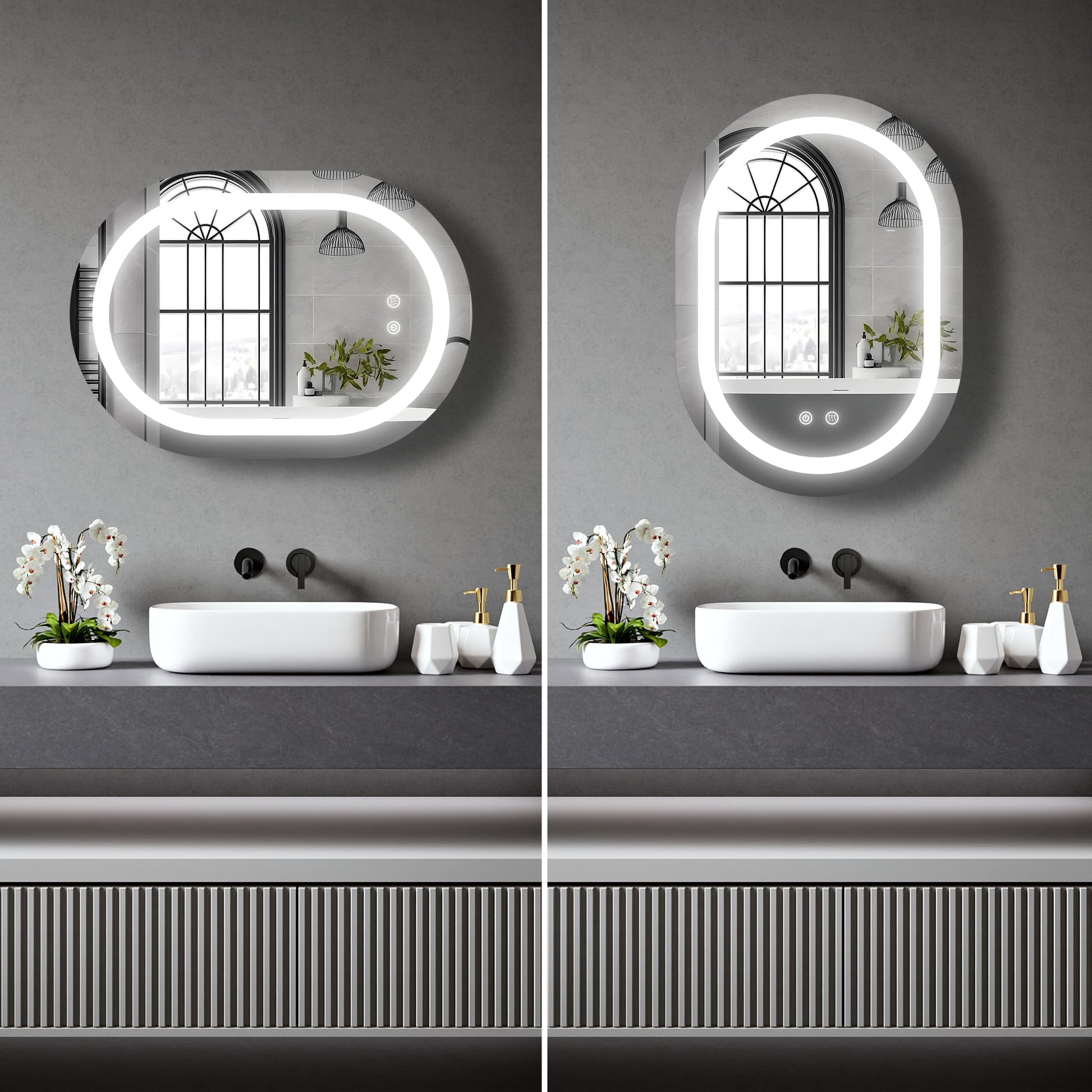 BELOFAY Ava Oval Bathroom LED Mirror with Dimmable Lights, Anti-fog, Shatter-Proof Tempered Glass