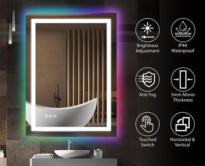 BELOFAY Alta Rectangle Bathroom LED Mirror with Dimmable Lights, Anti-fog, Shatter-Proof Tempered Glass