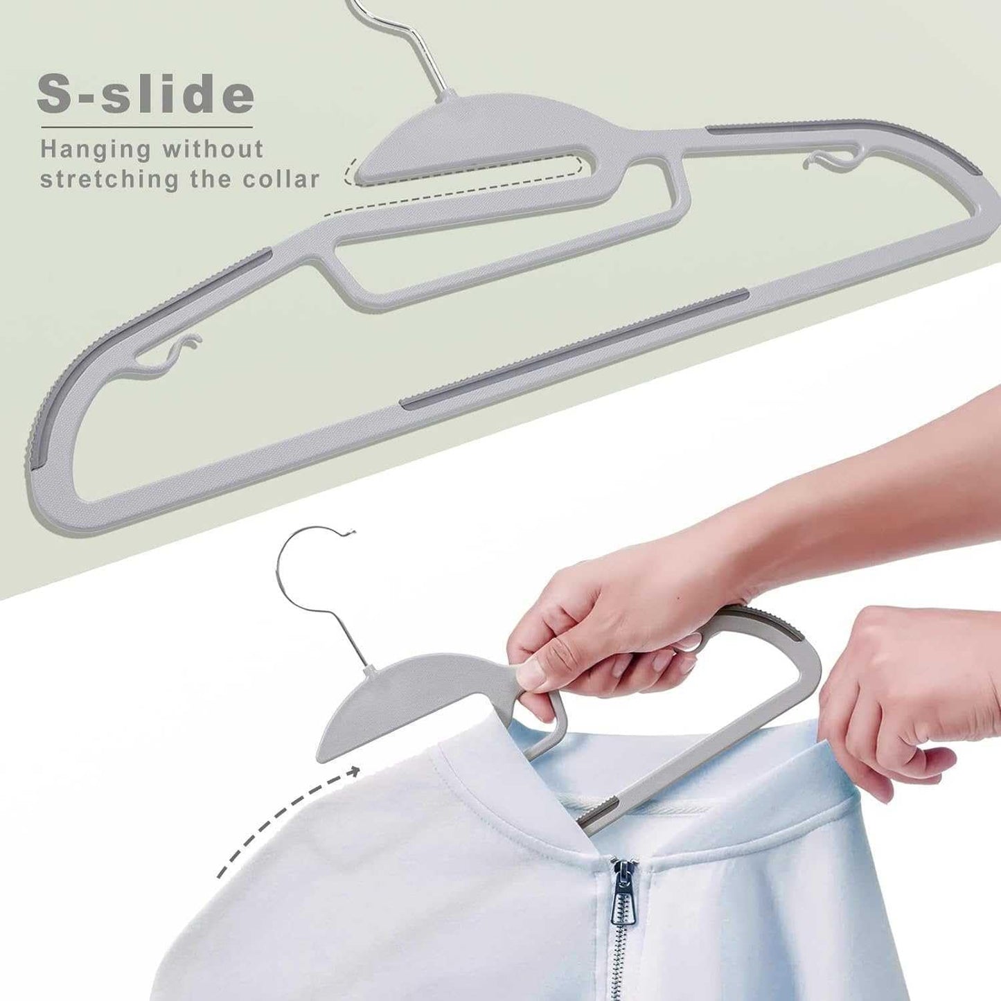 Belofay Non-Slip Heavy Duty White Plastic Coat Hangers, Adult Size, Easy Slide Design, Flexible, Durable, Non-Slip Rubber Pads