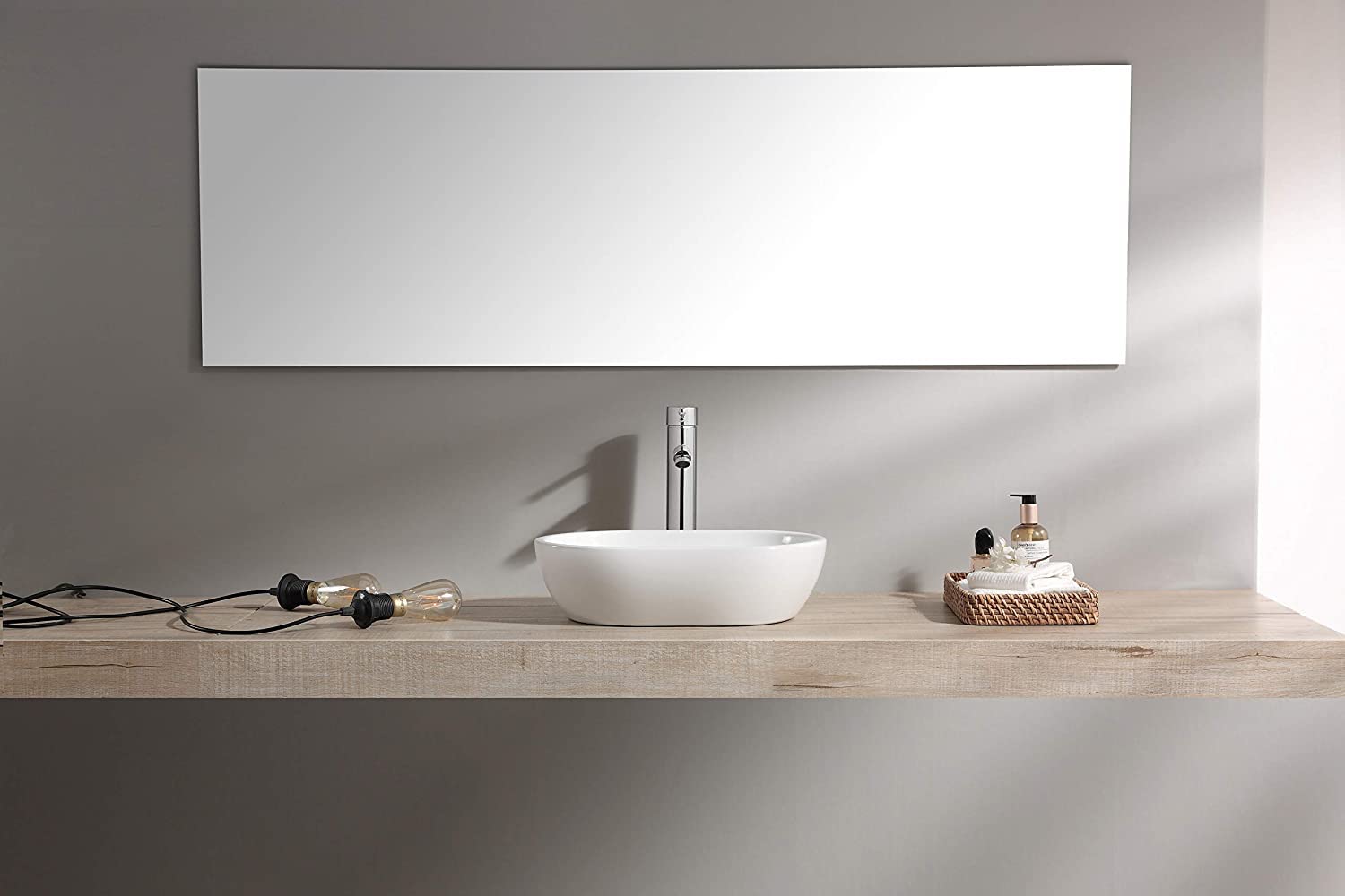BELOFAY Requor Oval Modern White Bathroom Counter Top Sink