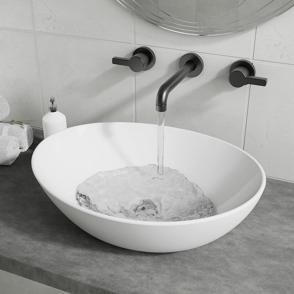 BELOFAY Tirra Oval Modern White Bathroom Counter Top Sink