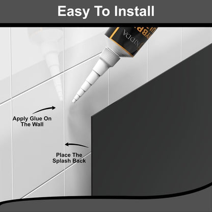 1mm Thick Black Stainless Steel Splashback for Kitchen with Brushed Finish (ADHESIVE INCLUDED)