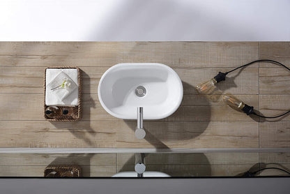 BELOFAY Requor Oval Modern White Bathroom Counter Top Sink