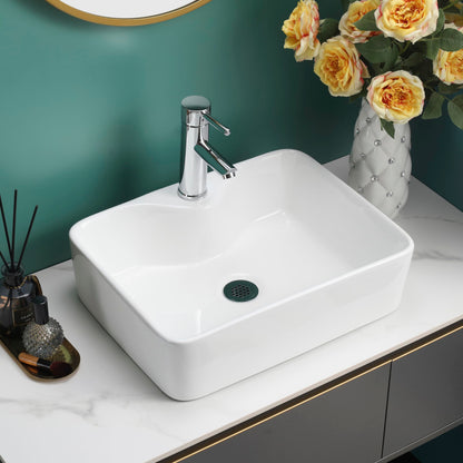 BELOFAY Solenne Rectangle Modern White Bathroom Counter Top Sink