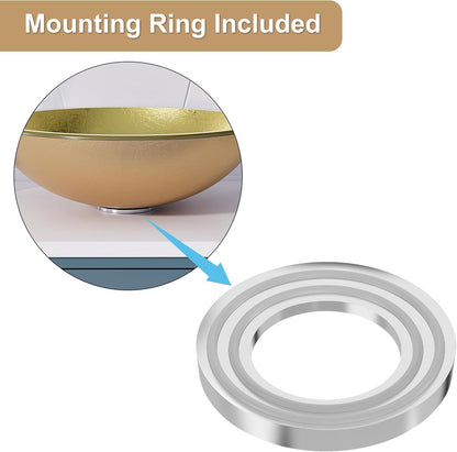 BELOFAY Round Modern Flash Gold Glass Bowl Bathroom Counter Top Sink